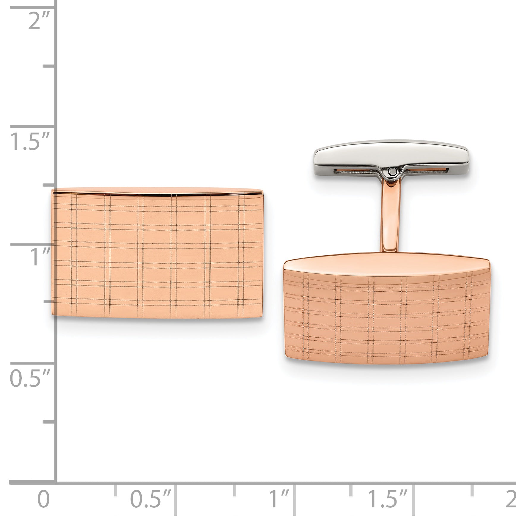 Stainless Steel Rose IP-Plated Cufflinks with Polished Laser Design