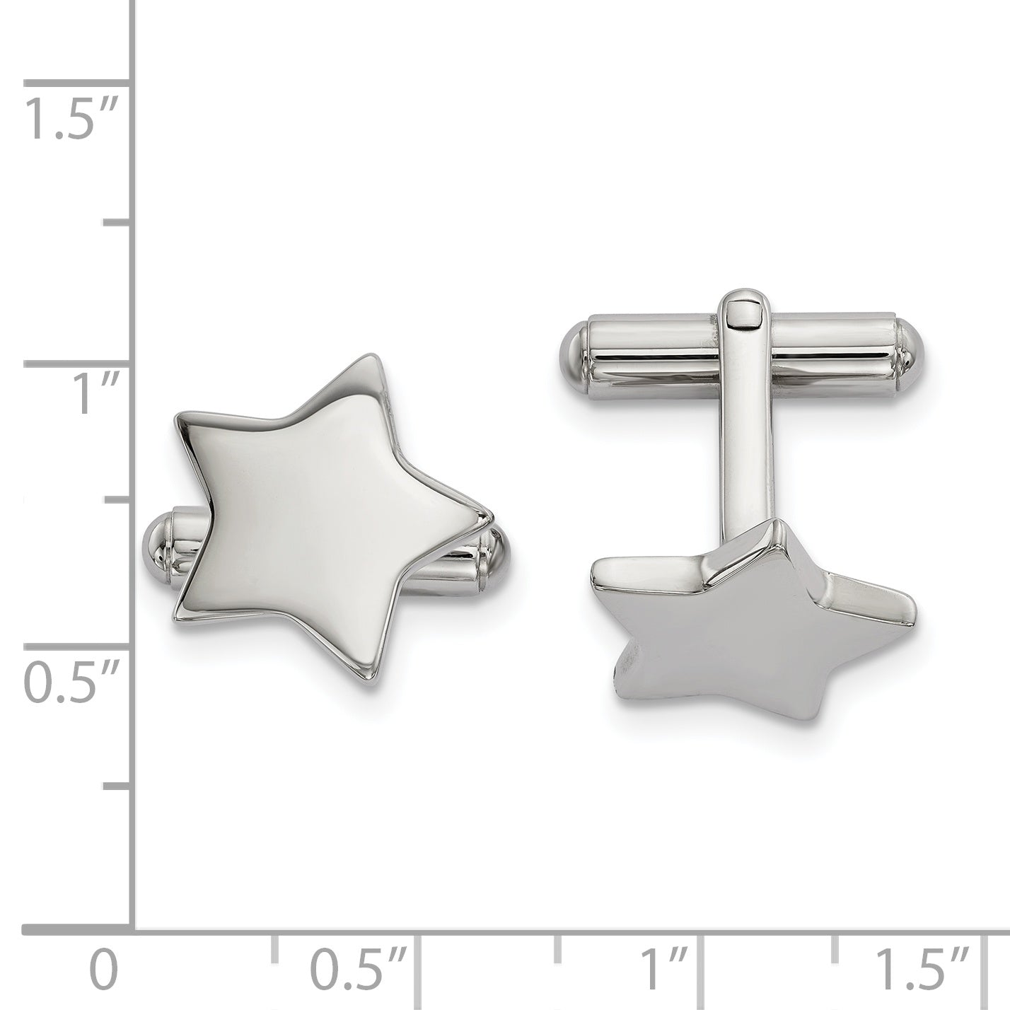 Polished Star Cufflinks in Stainless Steel Secondary image