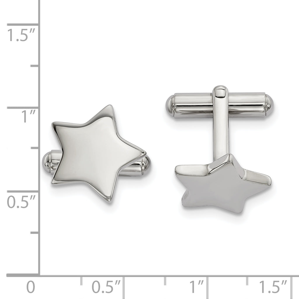 Polished Star Cufflinks in Stainless Steel
