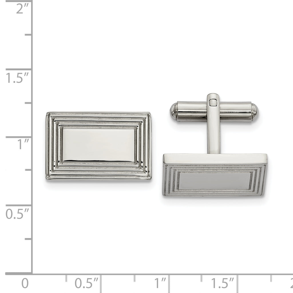 Polished Rectangle Cufflinks in Stainless Steel