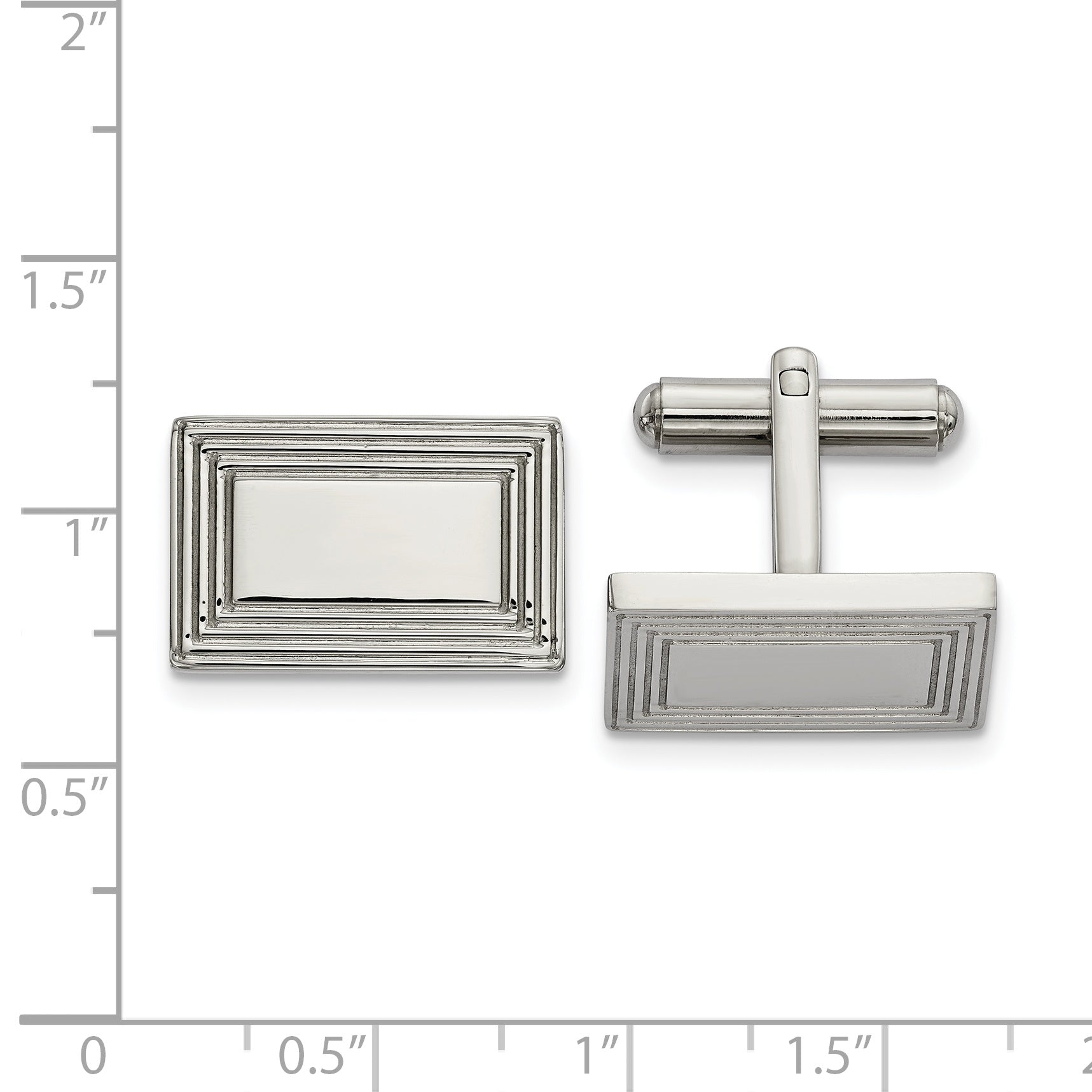 Polished Rectangle Cufflinks in Stainless Steel
