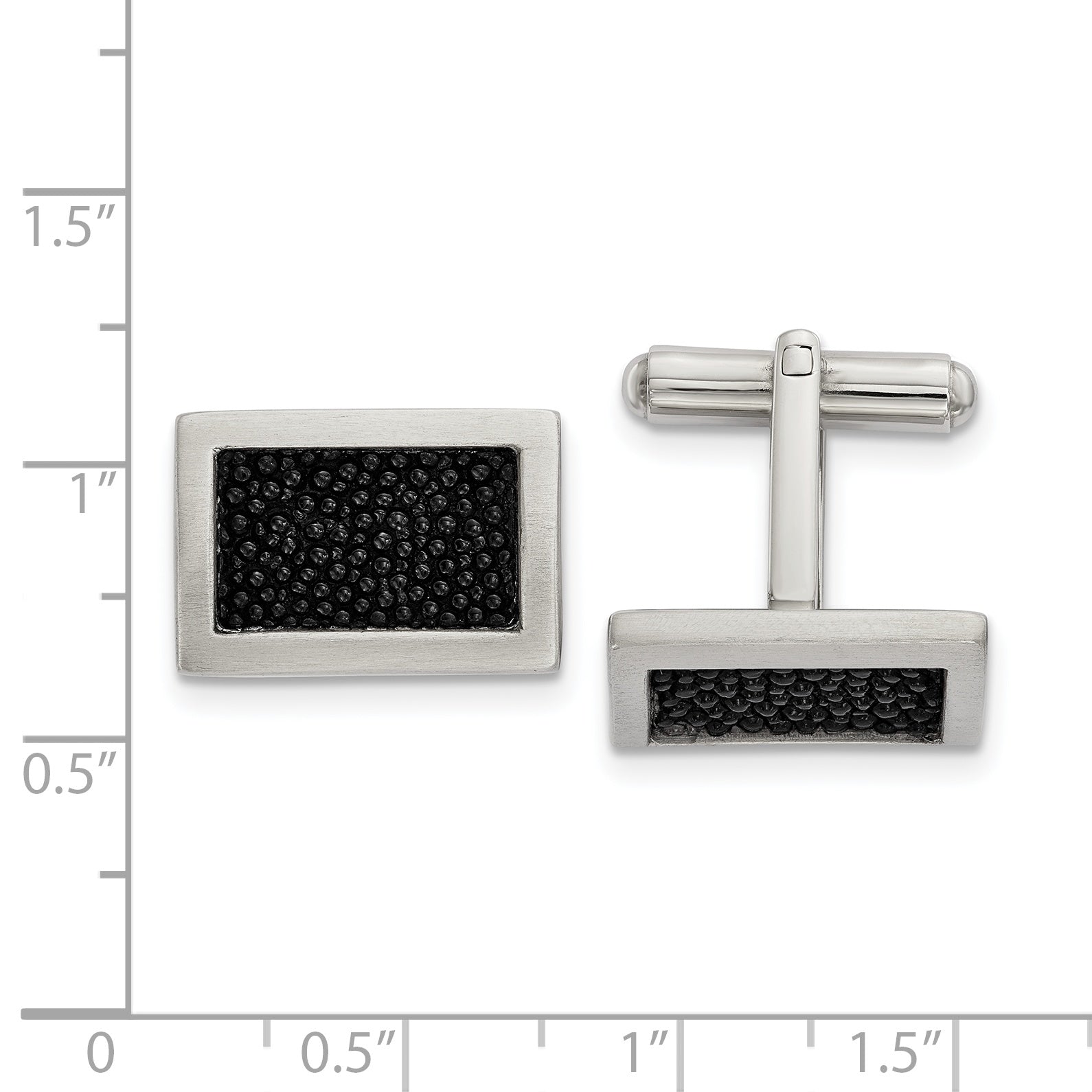 Chisel Stainless Steel Brushed Genuine Stingray Inlay Rectangle Cufflinks