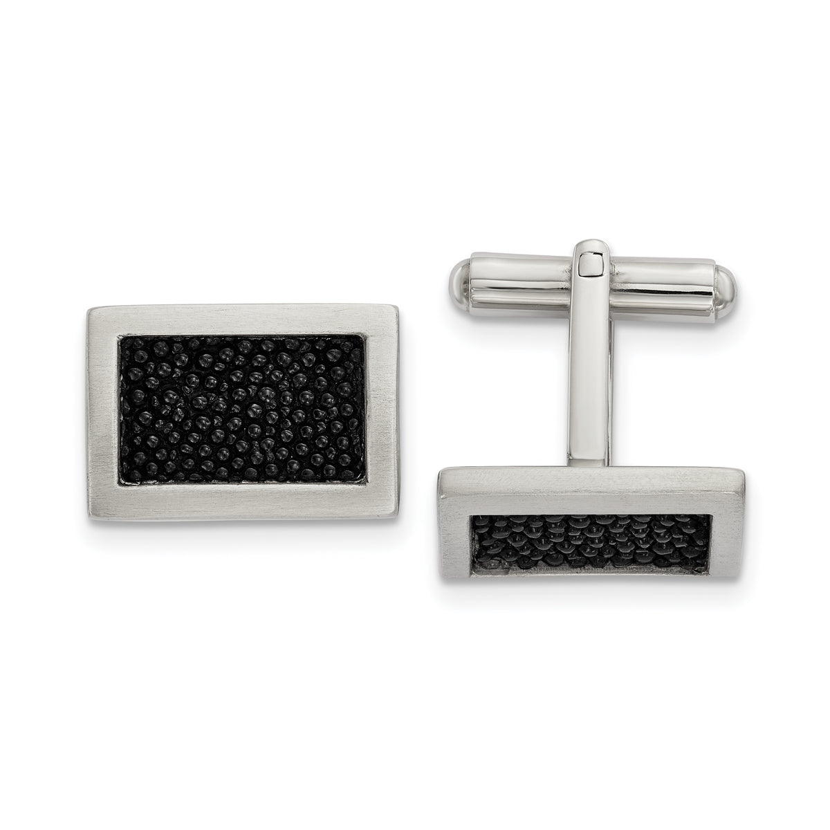 Chisel Stainless Steel Brushed Genuine Stingray Inlay Rectangle Cufflinks