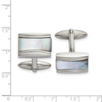 Mother of Pearl Rectangle Cufflinks in Stainless Steel