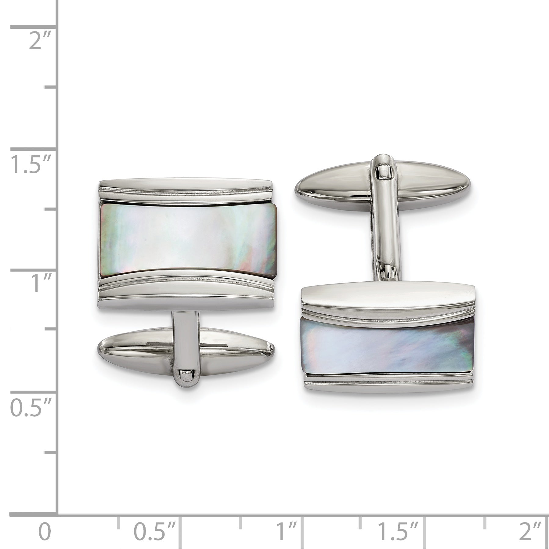 Mother of Pearl Rectangle Cufflinks in Stainless Steel