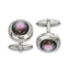Chisel Stainless Steel Polished Black Mother of Pearl Circle Cufflinks