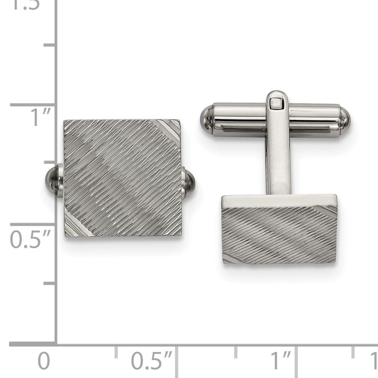 Chisel Stainless Steel Polished and Textured Square Cufflinks