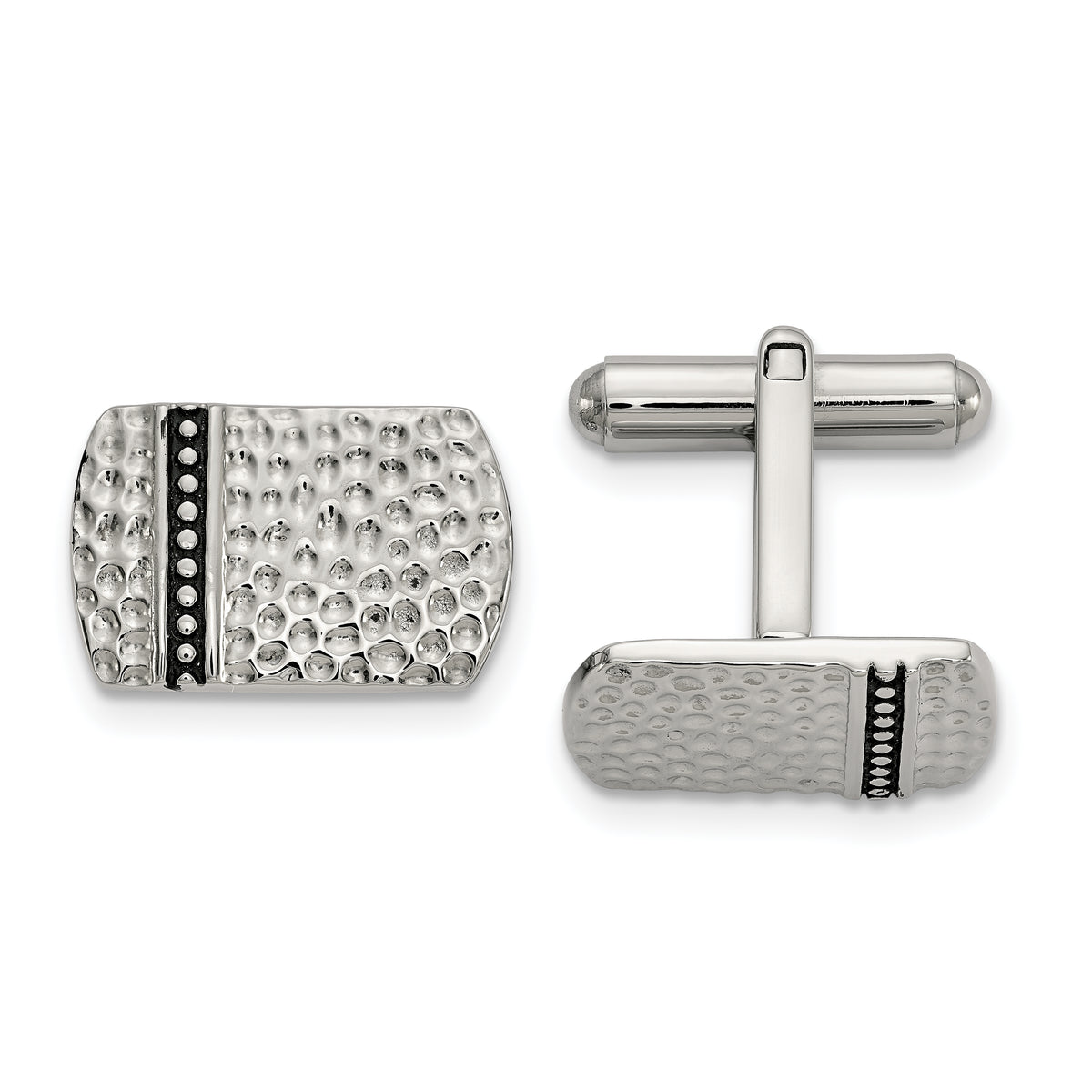Stainless Steel Antiqued Polished and Hammered Cufflinks