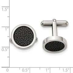 Chisel Stainless Steel Polished with Black Stoving Varnish Circle Cufflinks