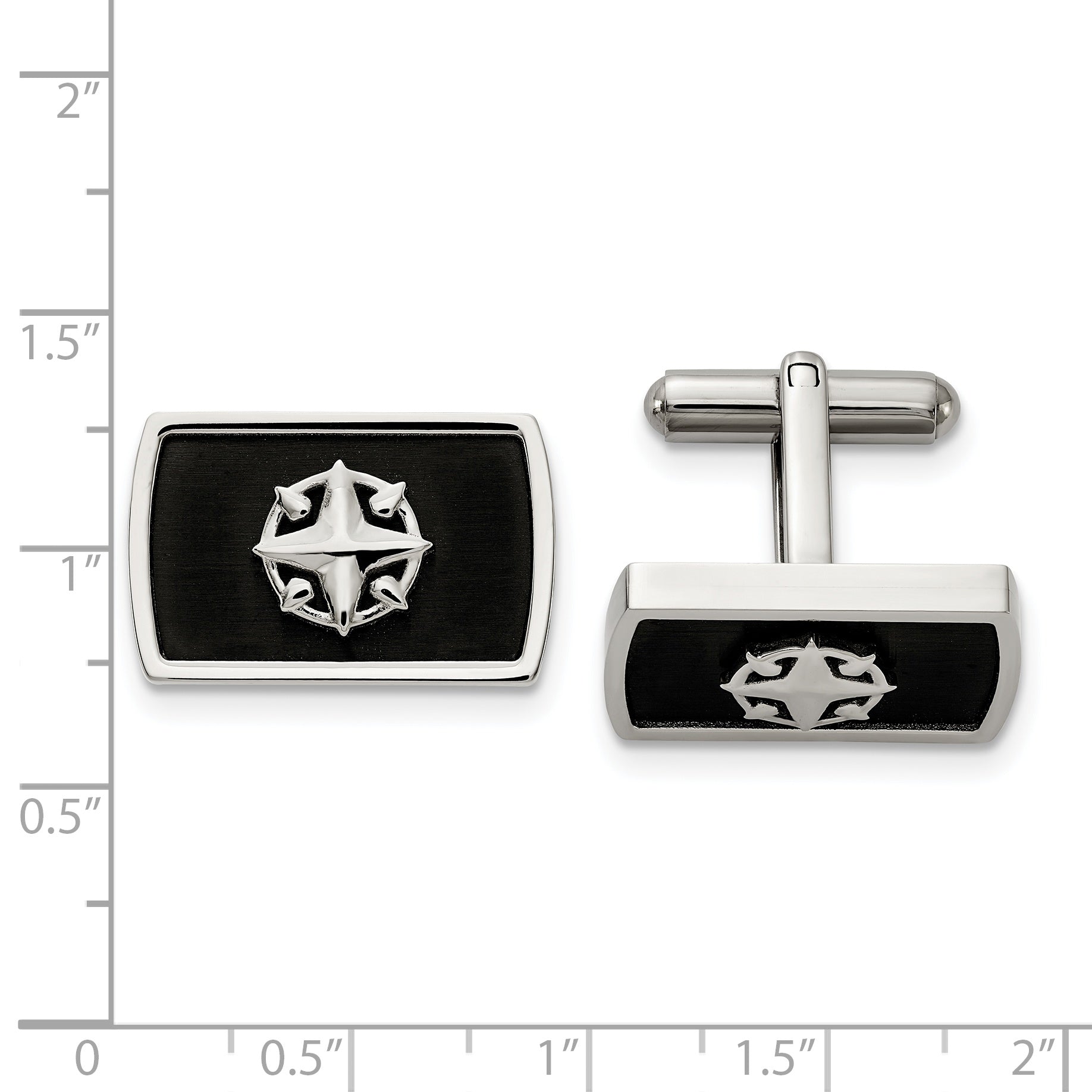 Stainless Steel Black Compass Cuff Links Secondary image