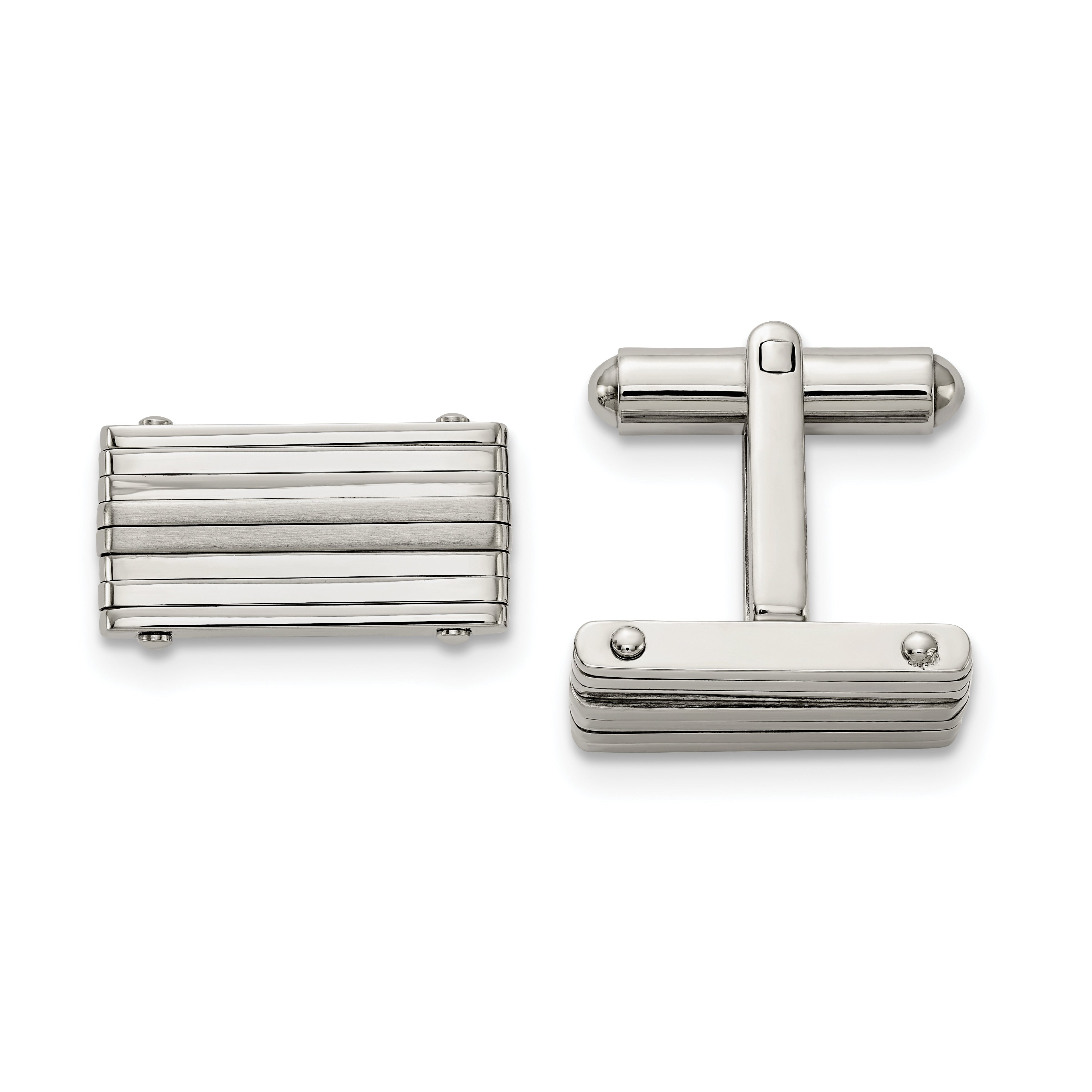 Stainless Steel Brushed and Polished Rectangle Cufflinks