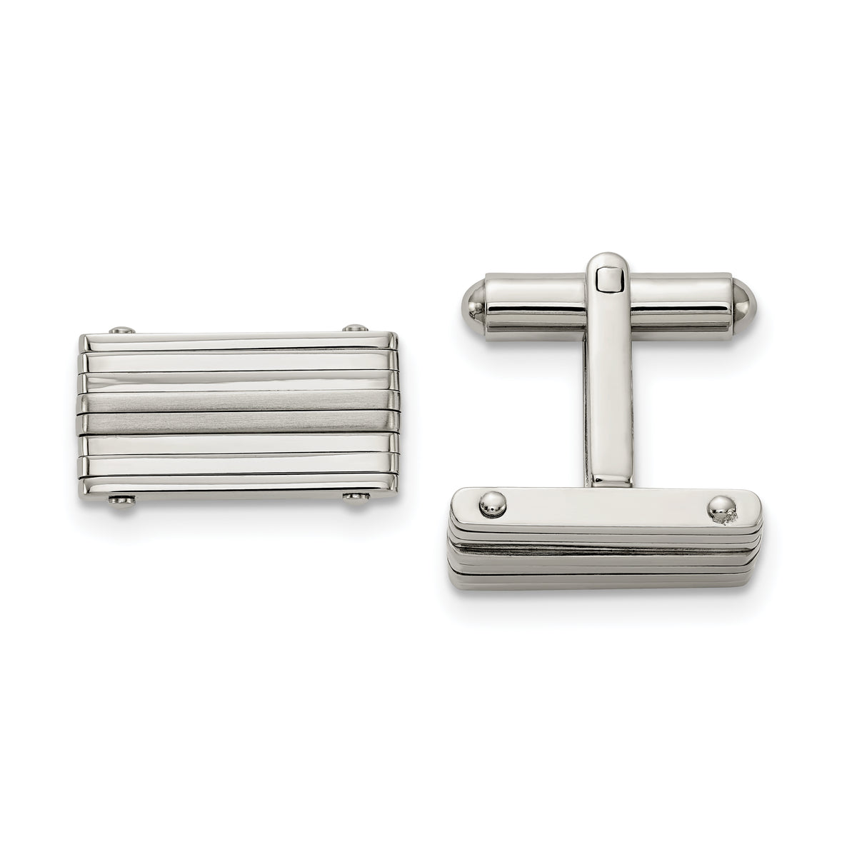 Stainless Steel Brushed and Polished Rectangle Cufflinks