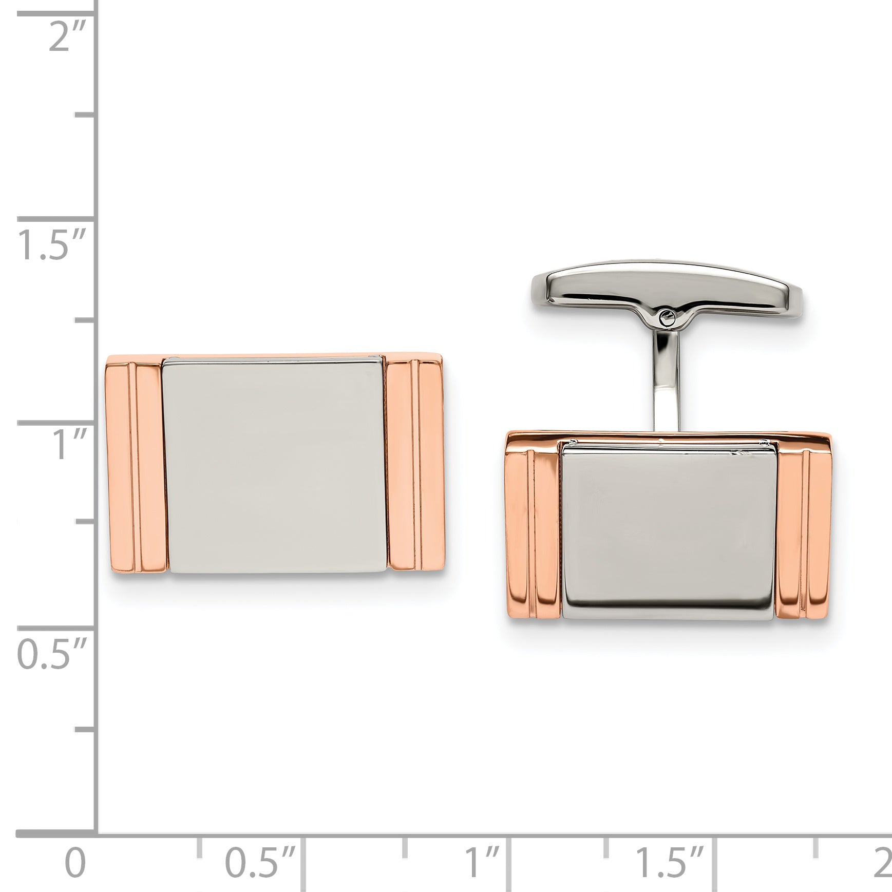 Chisel Stainless Steel Polished Rose IP-plated Rectangle Cufflinks
