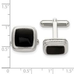 Chisel Stainless Steel Polished Black IP-plated Textured Edge Cufflinks