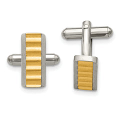 Chisel Stainless Steel Brushed and Polished Yellow IP-plated Cufflinks