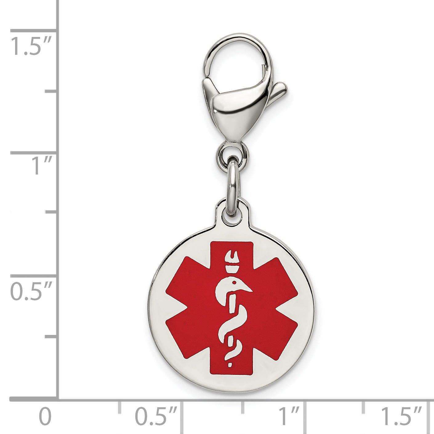 Chisel Stainless Steel Polished with Red Enamel Medical ID Charm