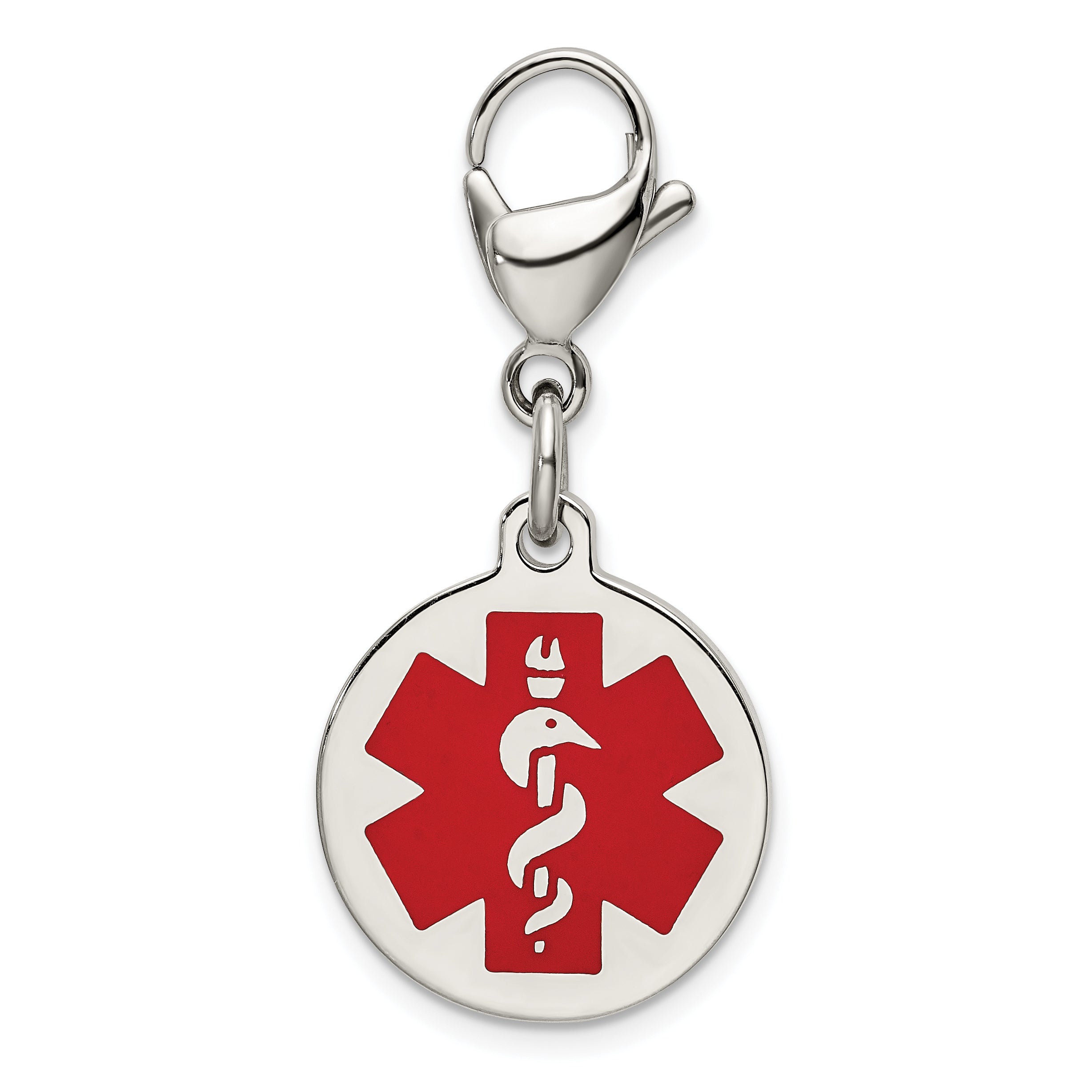 Chisel Stainless Steel Polished with Red Enamel Medical ID Charm