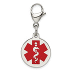 Chisel Stainless Steel Polished with Red Enamel Medical ID Charm