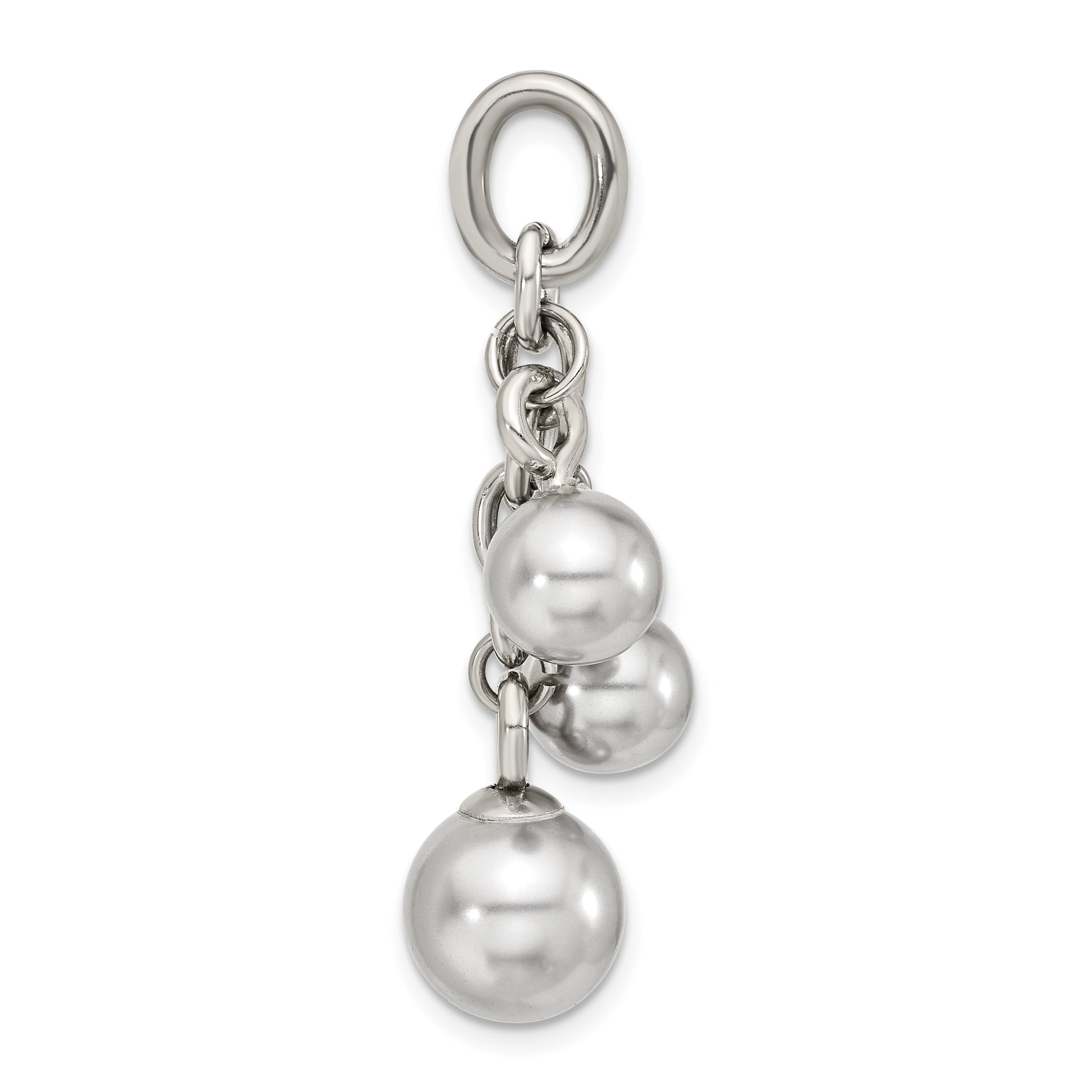 Stainless Steel Grey Simulated Pearl Interchangeable Charm Pendant Secondary image