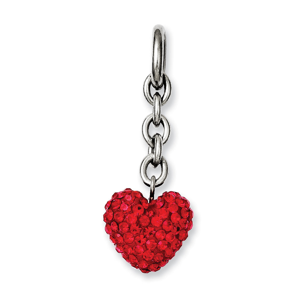 Stainless Steel Red CZ Heart Interchangeable Charm Pendant Main image