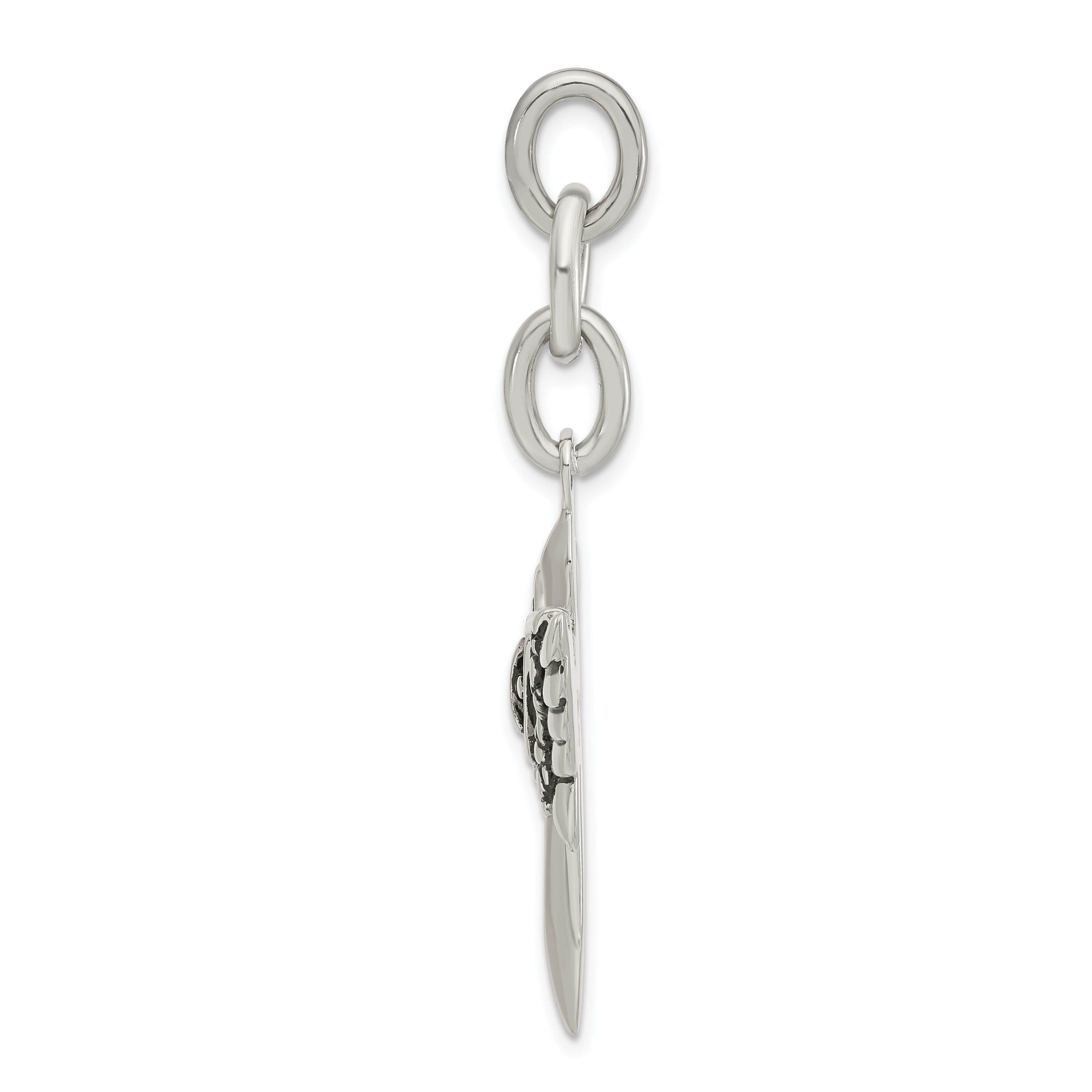 Stainless Steel Antiqued Wings With  Cross Interchangeable Charm Pendant Secondary image