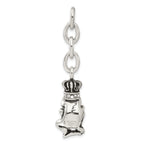 Stainless Steel Antiqued CZ Royal Frog Interchangeable Charm Pendant