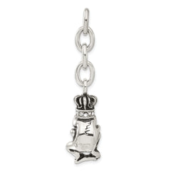 Stainless Steel Antiqued CZ Royal Frog Interchangeable Charm Pendant
