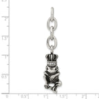 Stainless Steel Antiqued CZ Royal Frog Interchangeable Charm Pendant