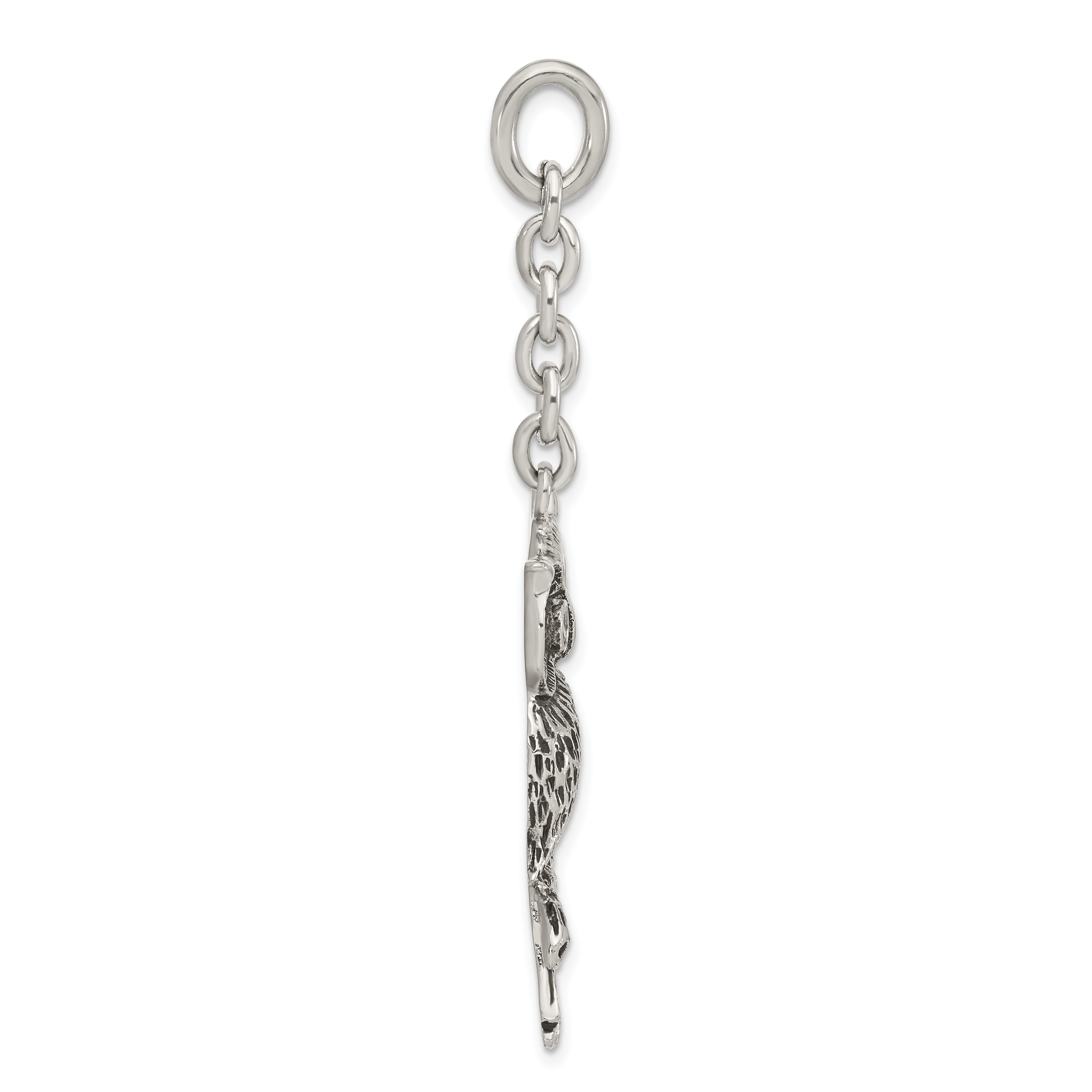 Stainless Steel Antiqued Owl With  CZ Interchangeable Charm Pendant Secondary image