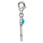 Turquoise Heart Key Charm in Stainless Steel