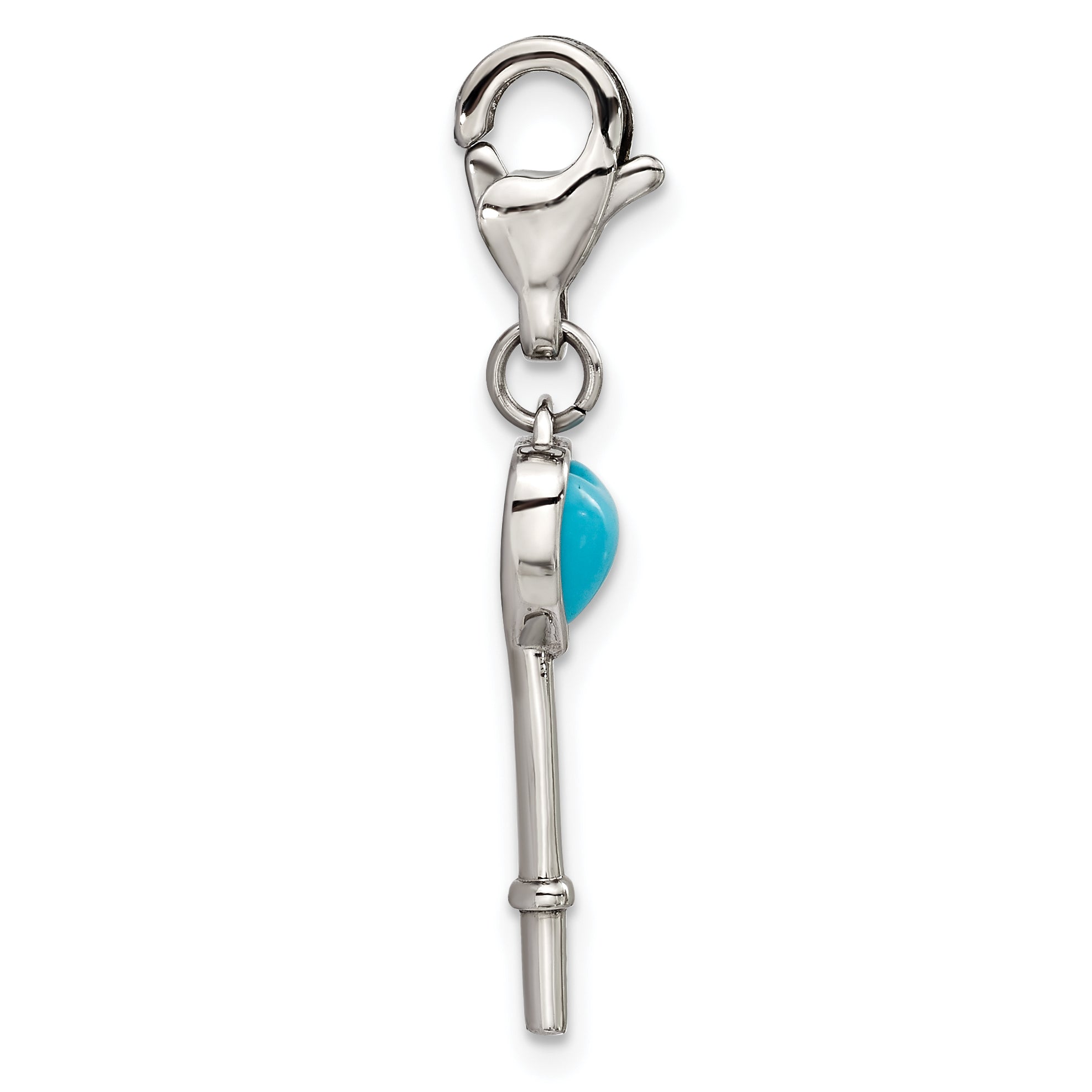 Turquoise Heart Key Charm in Stainless Steel