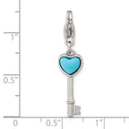 Turquoise Heart Key Charm in Stainless Steel