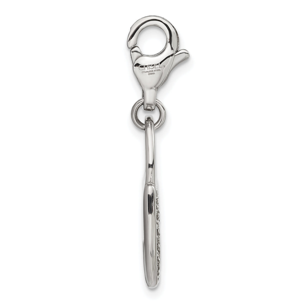 Crystal Lock Charm in Stainless Steel