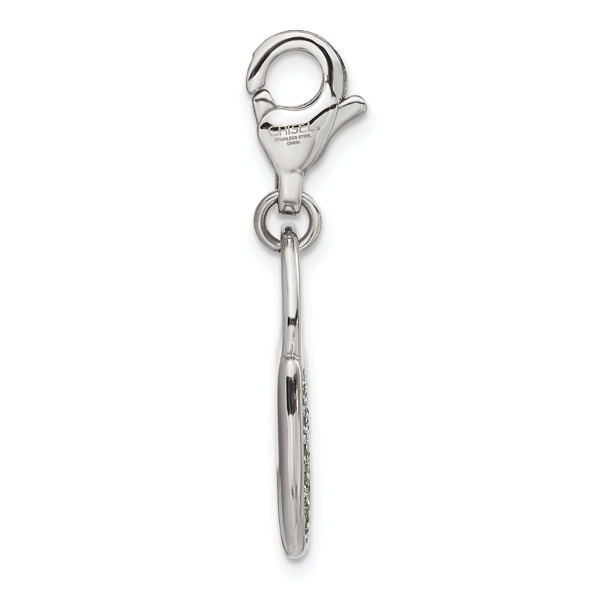 Crystal Lock Charm in Stainless Steel