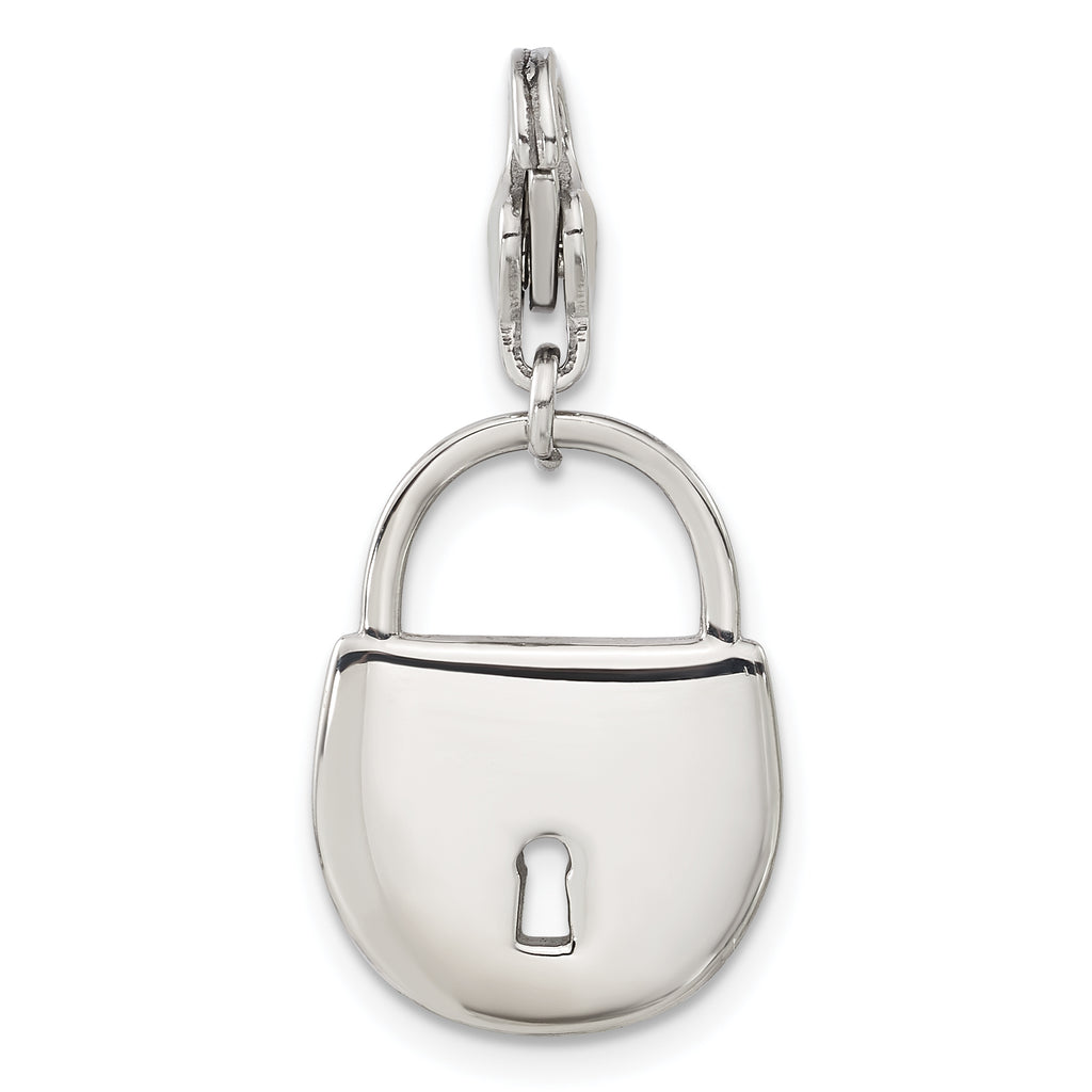Crystal Lock Charm in Stainless Steel