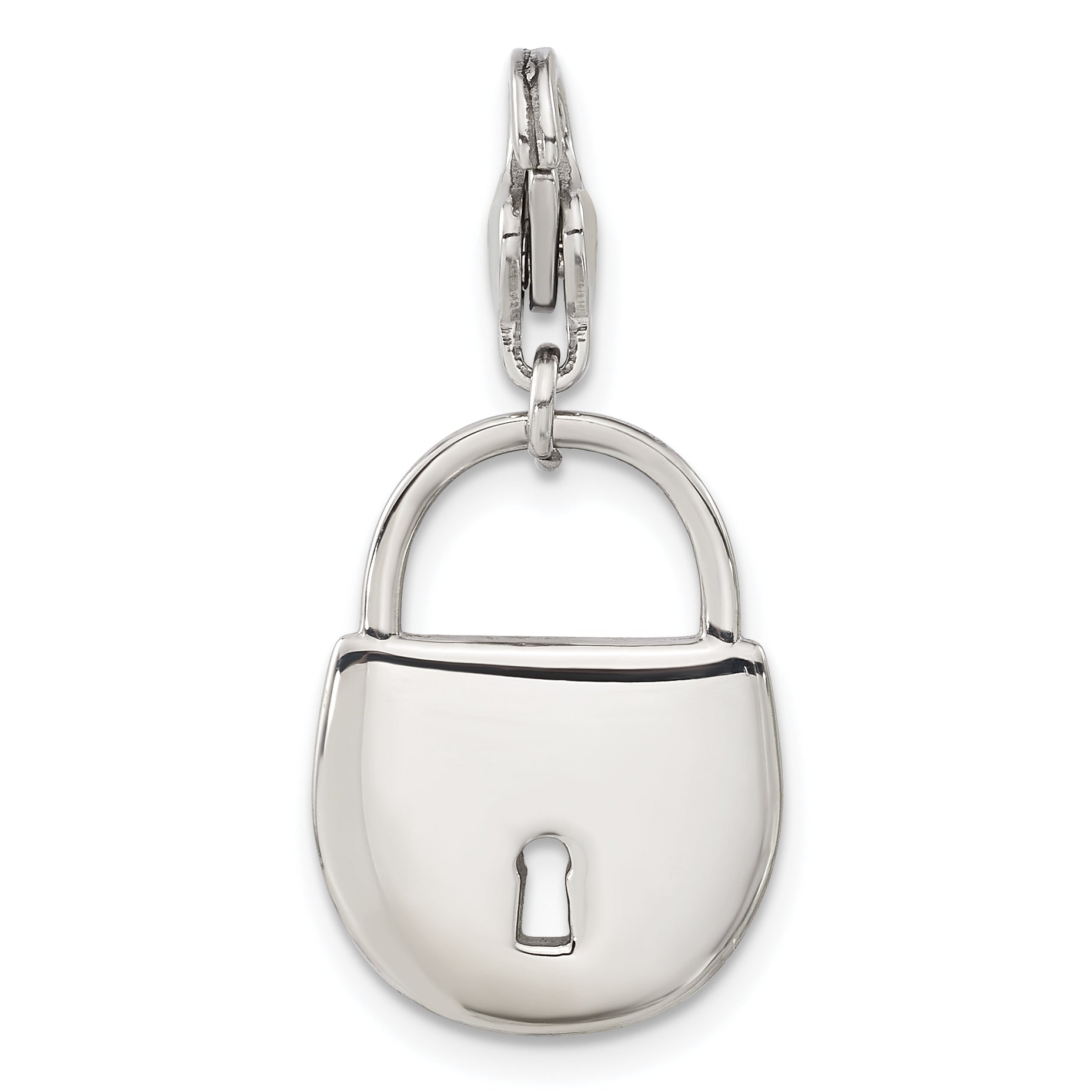 Crystal Lock Charm in Stainless Steel