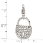 Crystal Lock Charm in Stainless Steel