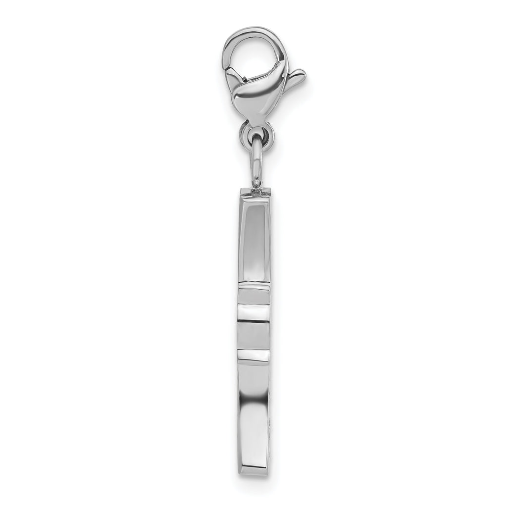 Pink CZ Cross Charm in Stainless Steel