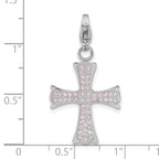 Pink CZ Cross Charm in Stainless Steel