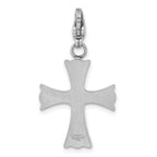 Pink CZ Cross Charm in Stainless Steel