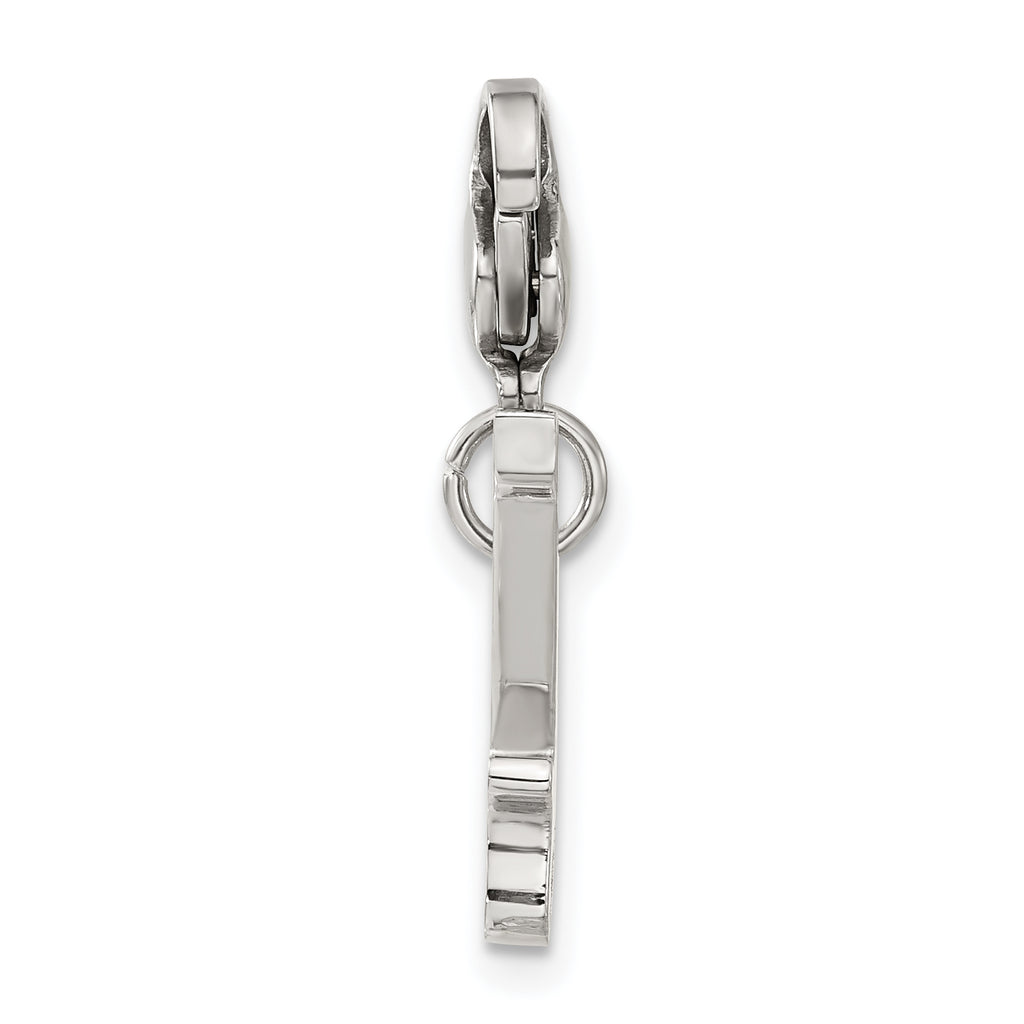 Black CZ Guitar Charm in Stainless Steel
