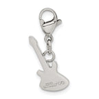 Black CZ Guitar Charm in Stainless Steel