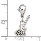 Black CZ Guitar Charm in Stainless Steel