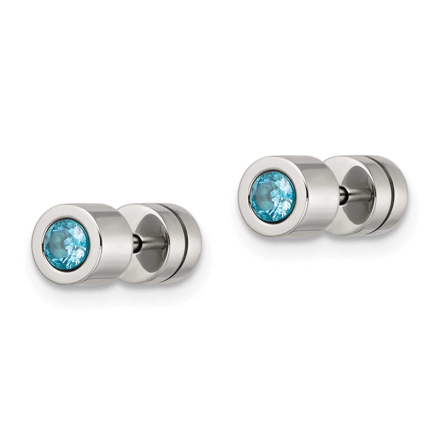 Sophia Jewelers Stainless Steel Blue CZ March Birthstone Stud Earrings