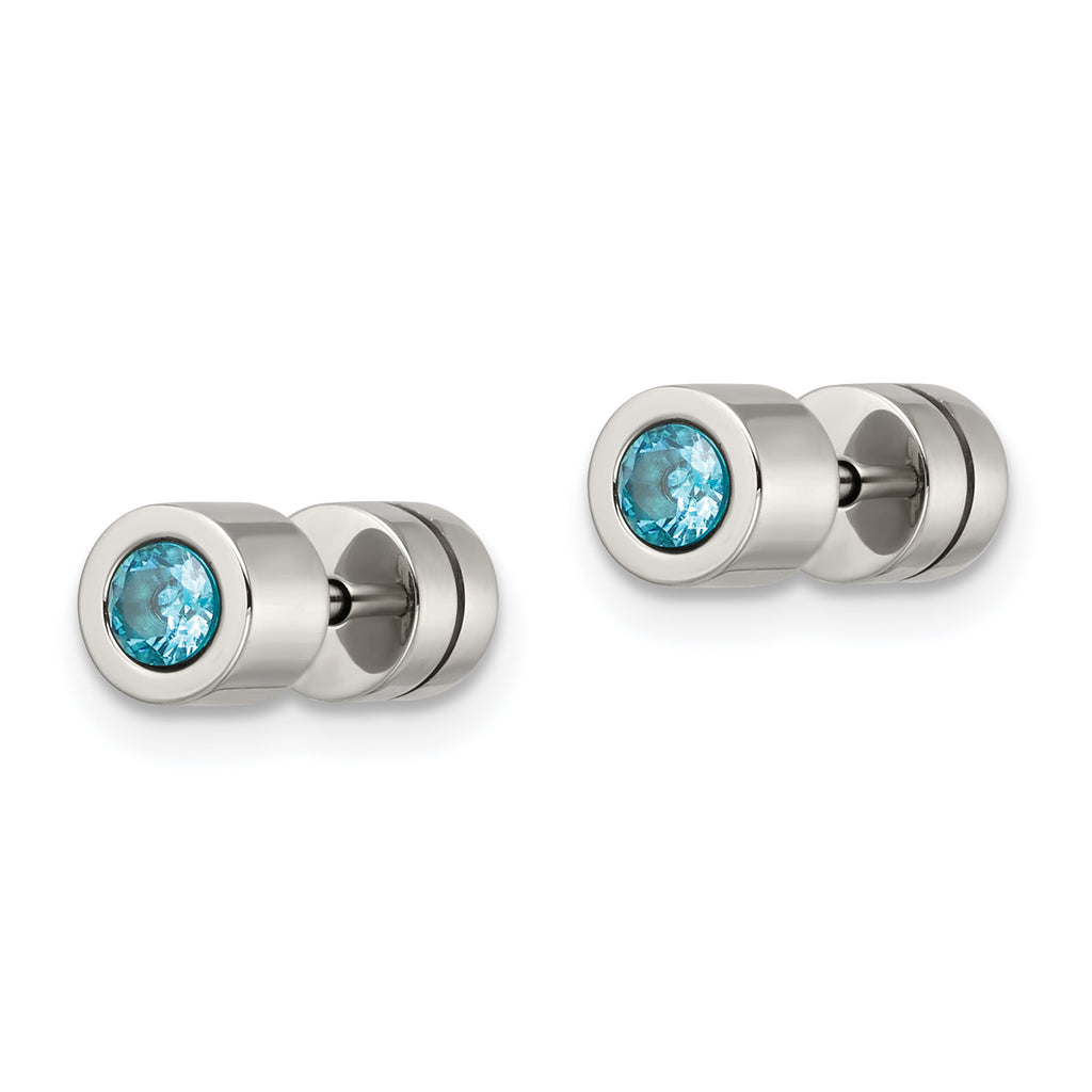 Sophia Jewelers Stainless Steel Blue CZ March Birthstone Stud Earrings