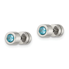 Sophia Jewelers Stainless Steel Blue CZ March Birthstone Stud Earrings