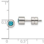 Sophia Jewelers Stainless Steel Blue CZ March Birthstone Stud Earrings