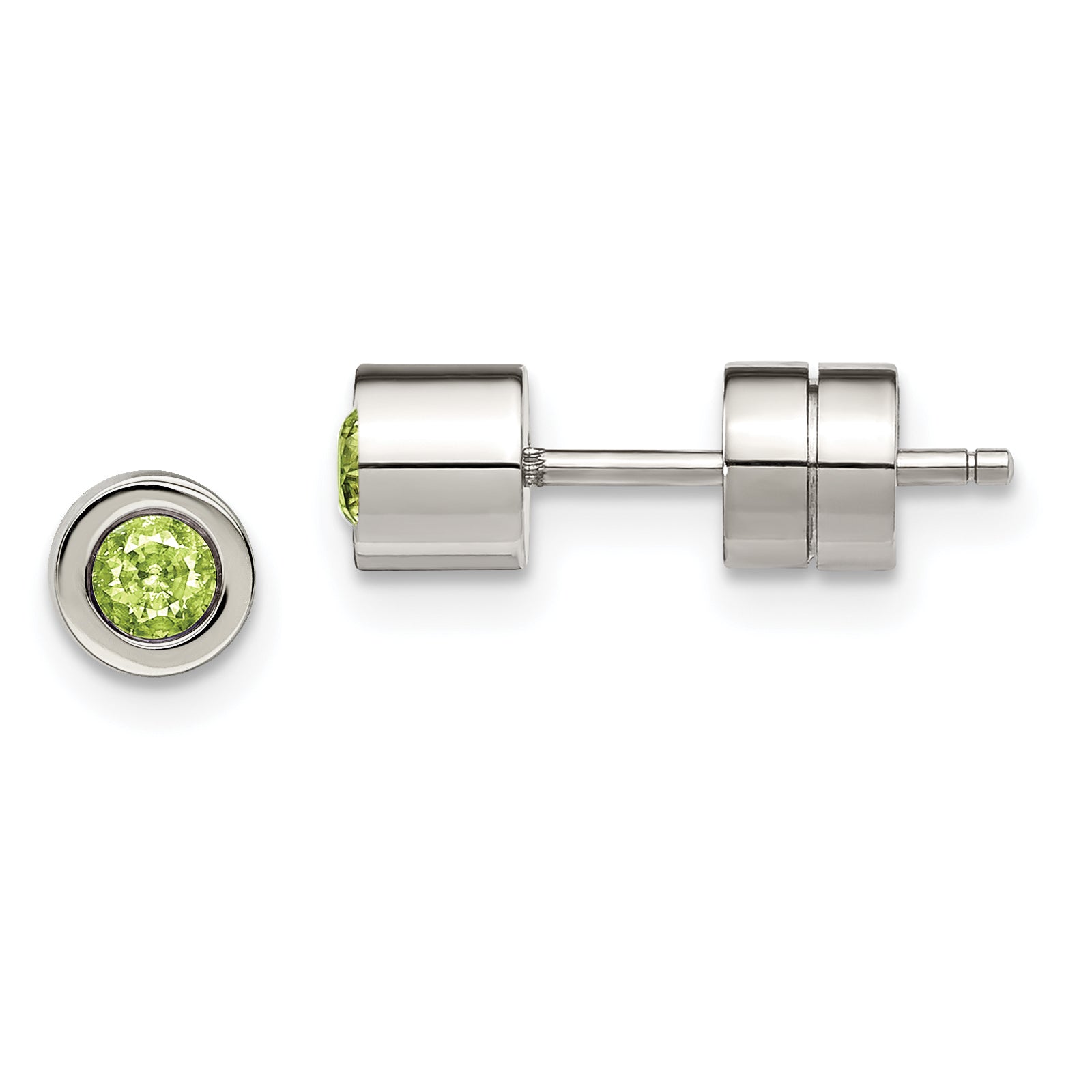 Chisel Stainless Steel Polished Green CZ May Birthstone Post Stud Earrings Main image