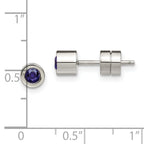 Sophia Jewelers Polished Stainless Steel Blue CZ September Birthstone Stud Earrings