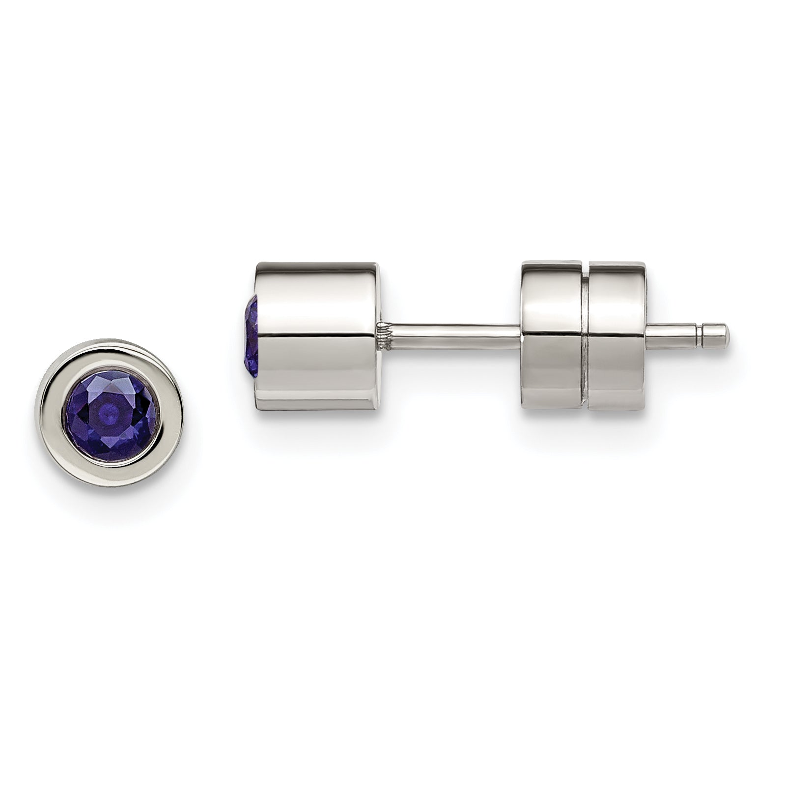 Chisel Stainless Steel Polished Blue CZ September Birthstone Post Stud Earrings Main image